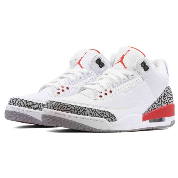 Air AJ 3 Retro "Katrina" White/ Fire Red/ Cement Grey - Image 3