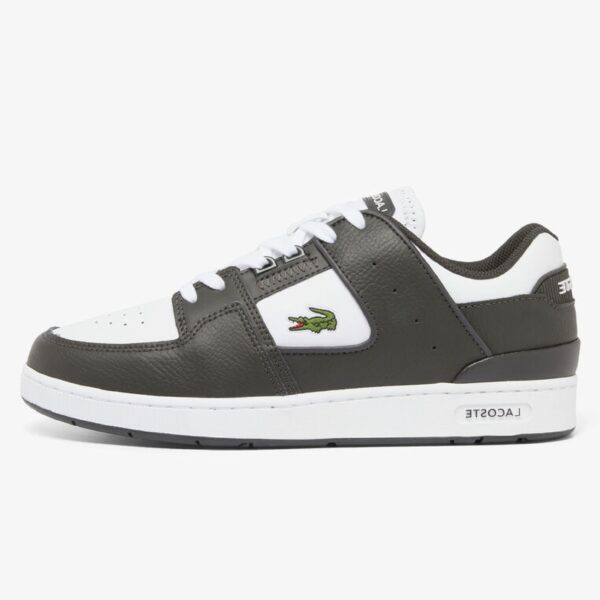 Lacoste Men's Black/White Court Cage Leather Trainers - Image 2